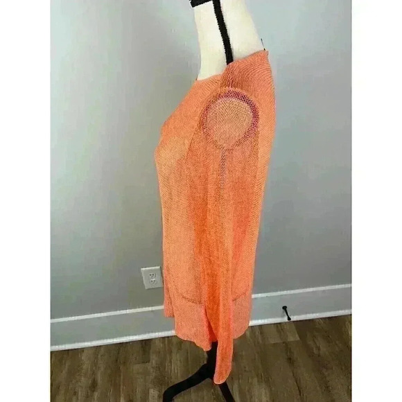 Eileen Fisher Women's Plus 2X Linen Blend Knit Sweater Sheer Lagenlook Orange - Picture 8 of 13